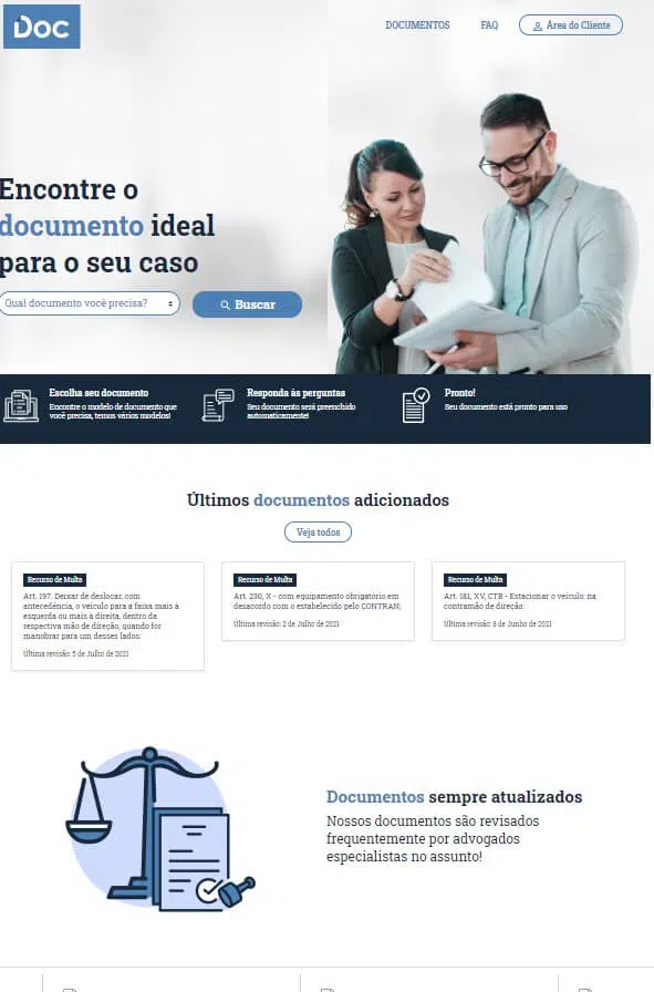 Exemplo de uma página de site - Documentos.com.br | O que é um blog