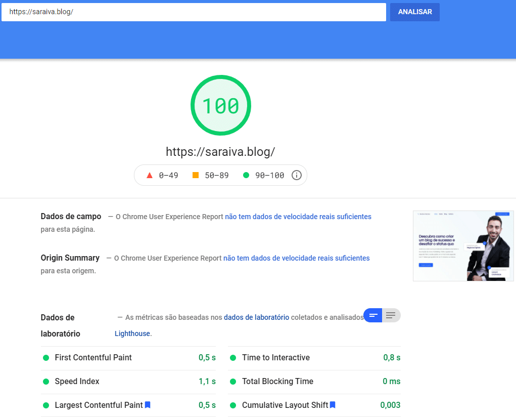 Teste no PageSpeed ​​Insights do Google | 10 estratégias de SEO 