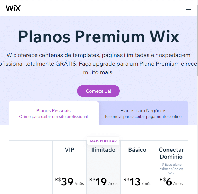 Planos Wix | Wix ou WordPress?