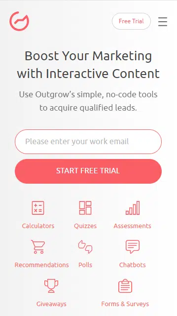 Outgrow é um kit de ferramentas de marketing interativo