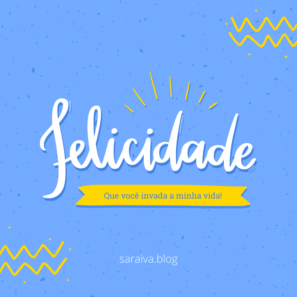 Felicidade em hand lettering em portugues do brasil. Post para instagram.